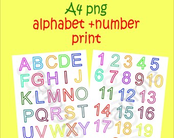 Printable alphabet and numbers poster, homeschool worksheet, 1-20 number, teaching numbers, alphabet printable, ABC Print, classroom print