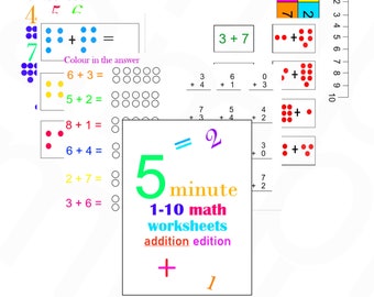 1-10 Maths worksheets addition instant download/ 1-10 maths workbook/ kindergarten maths activites/ addition activities