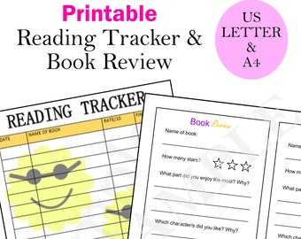 Kids Reading Log Printable/ printable reading tracker/ book planner printable /book tracker/ book review printable/ emoji reading tracker