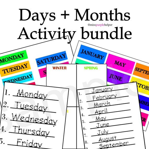 Days and months printable/ teaching days and months | Etsy