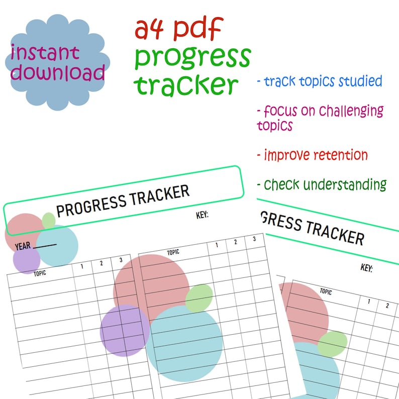 printable study tracker / school tracker / school-work tracker / study tracker / homeschool organisation / study organisation image 1