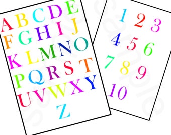 A-Z print / classroom educational poster/ Kids room decor print/ 1-10 number print/ alphabet and number print/ teaching resource