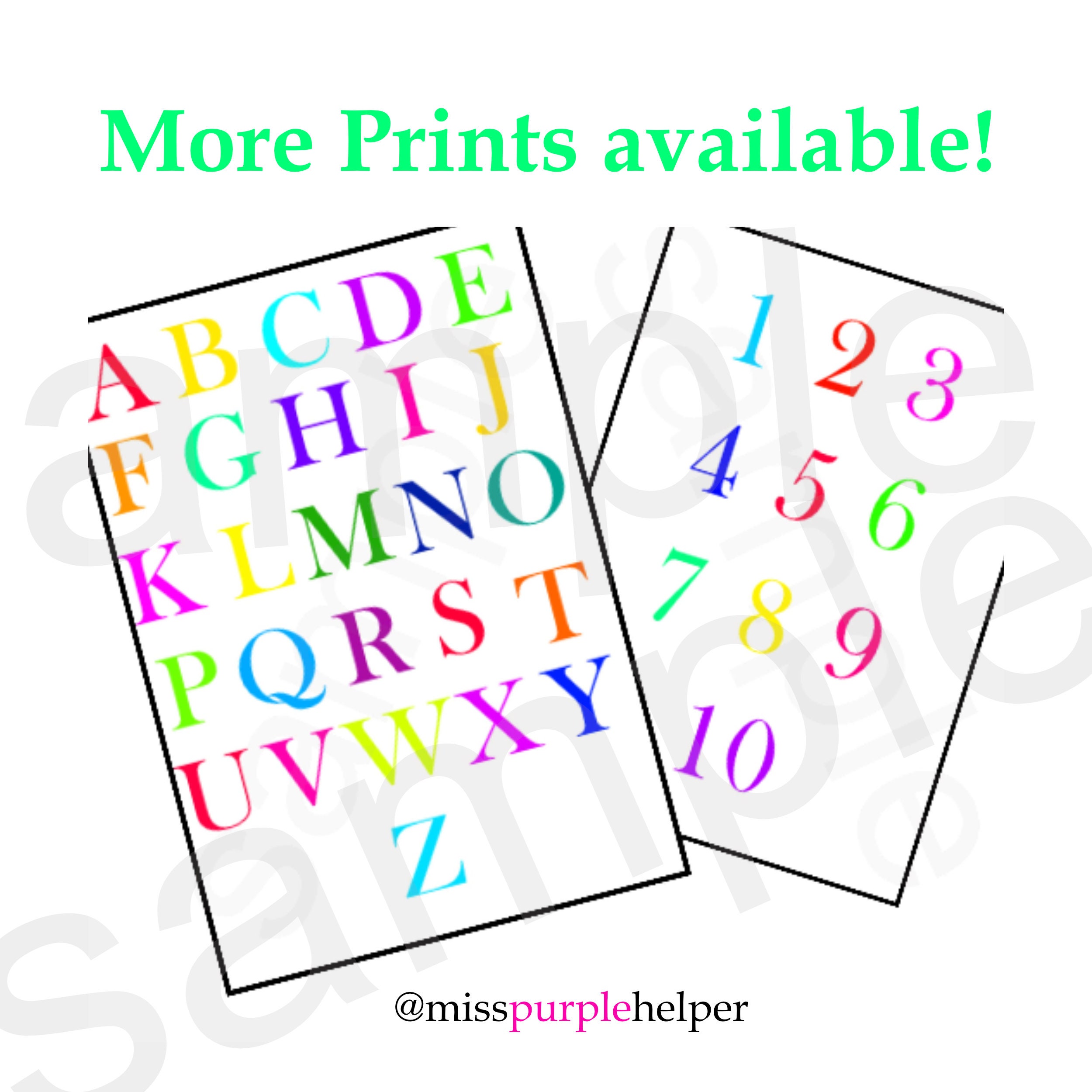 Printable Alphabet and Numbers Poster, Homeschool Worksheet, 1-20 ...