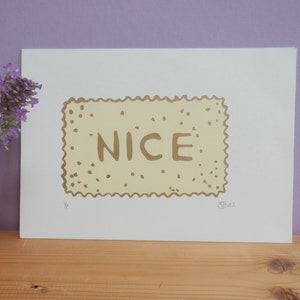 素敵なビスケットのリノカット版画：手作りのフードアート