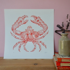 Spider Crab lino print