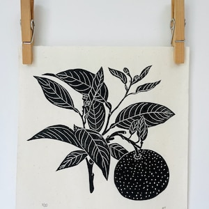 Orange botanical Lino print