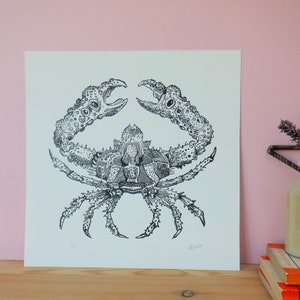 Crab, lino print