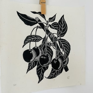 Cherry botanical Lino print