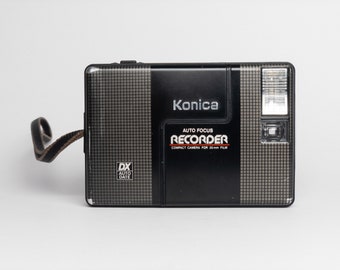 Konica Recorder / Konica AA-35 BLACK, film-TESTED (works great) half-frame vintage 35mm point-and-shoot film camera with a 24mm f/4 lens
