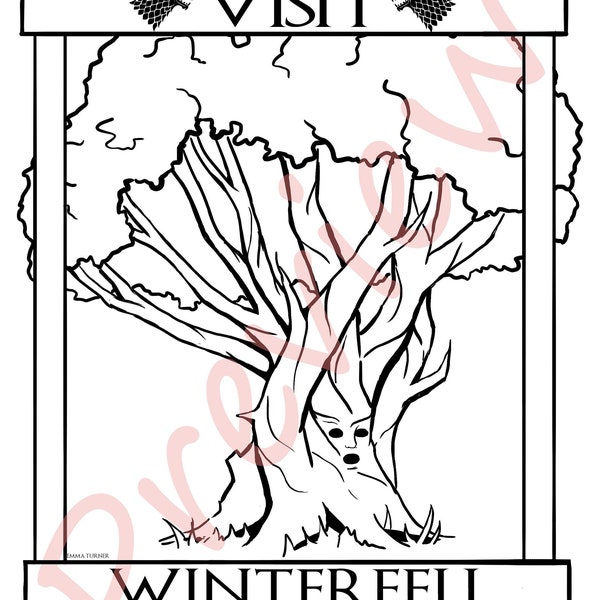 Game of Thrones Winterfell Godswood Printable Coloring Page