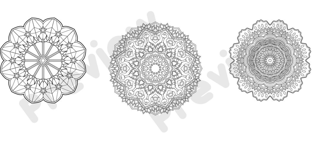 Printable Mandala Coloring Page Pack - Etsy