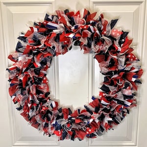 Red, White, and Blue, Fourth of July/Memorial Day/Patriotic Ribbon Wreath