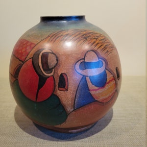 C Morit Artiste péruvien Peint à la main TerraCota Vase image 1