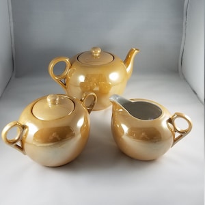 Peach Lusterware Tea Set