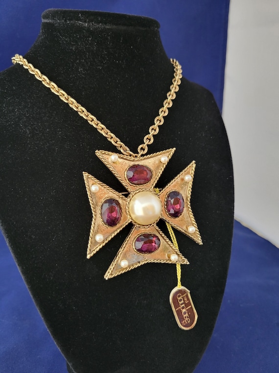 Carol Dauplaise Vibrant Runway Maltese Cross Neckl