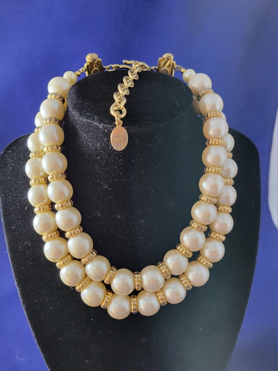 Carolee Vintage Two Strand White Faux Pearl Choker