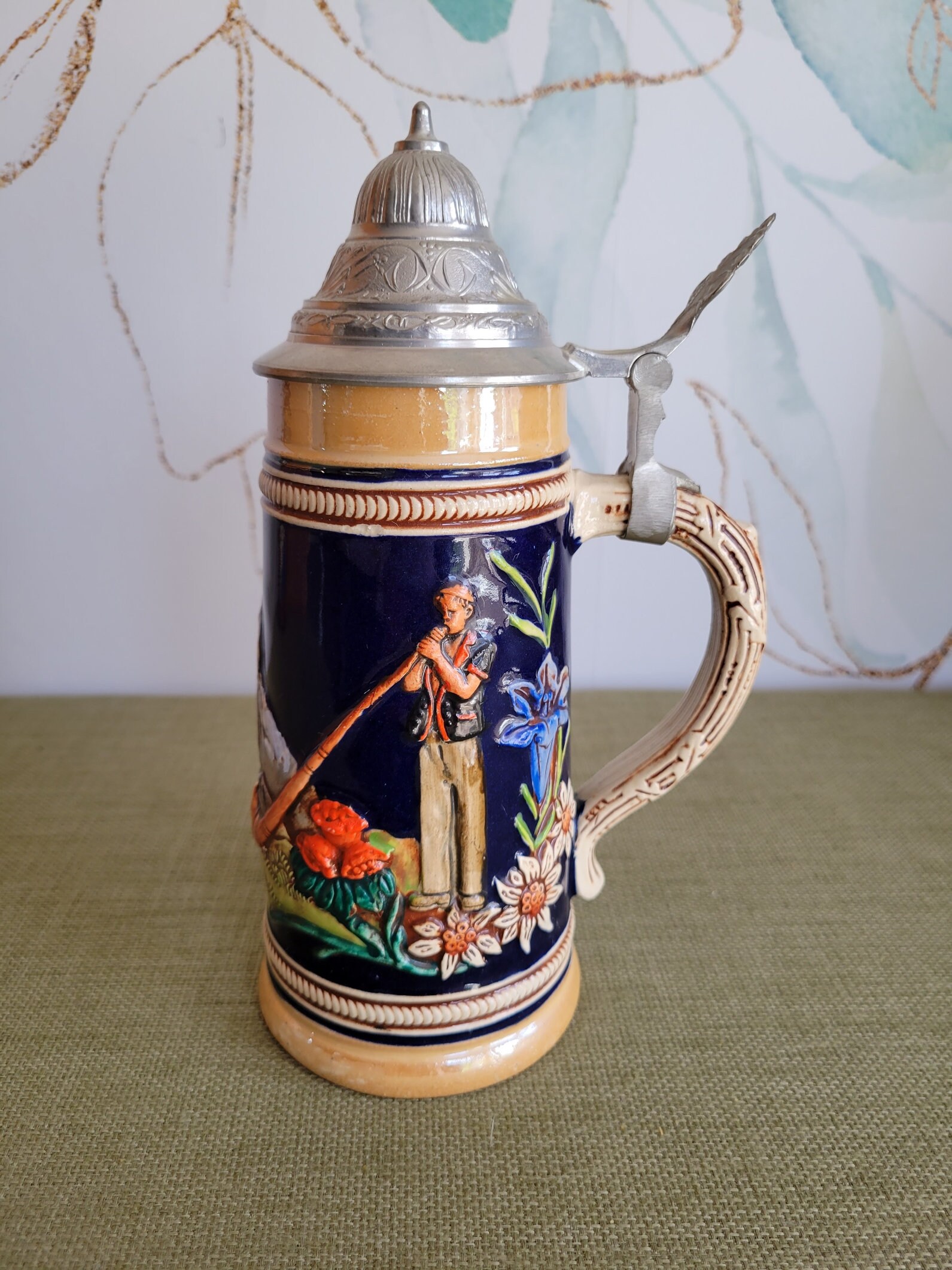 Marzi Remy W German Beer Stein Alpine Horn Blower - Etsy
