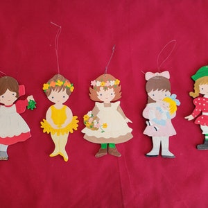 Vintage Hand Painted Wood Christmas Ornaments