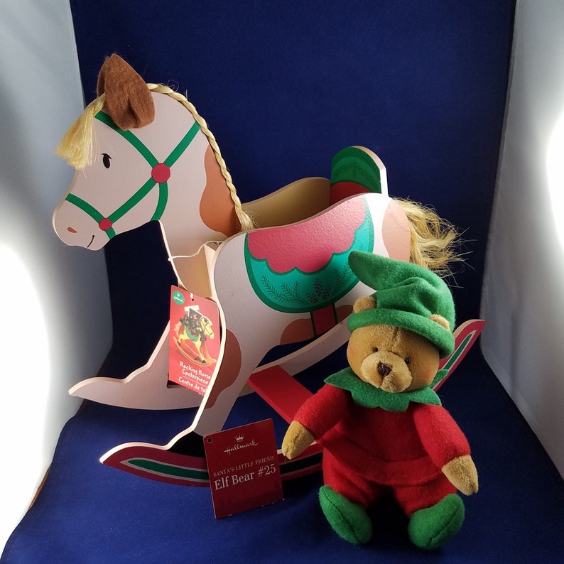 Hallmark Rocking Horse Centerpiece With Santa's Elf 25 Etsy
