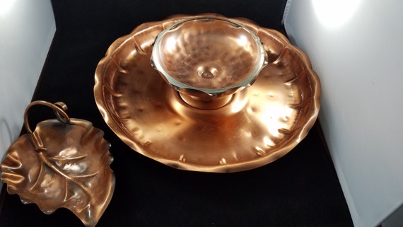 Gregorian Vintage Copper Chip and Dip Set With Candy Dish - Etsy