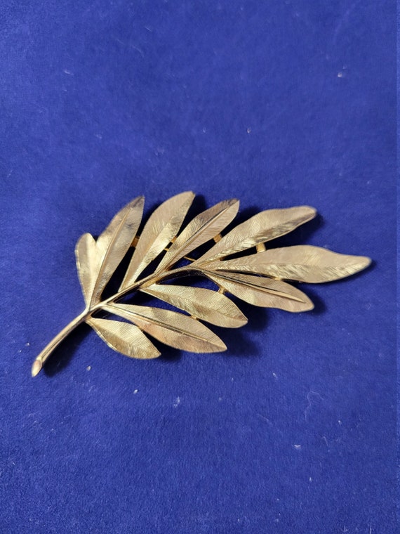 Mid Century Crown Tripari Gold Tone Branch Brooch