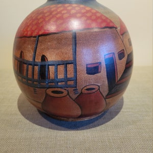 C Morit Artiste péruvien Peint à la main TerraCota Vase image 3