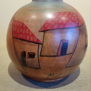 C Morit Artiste péruvien Peint à la main TerraCota Vase image 2