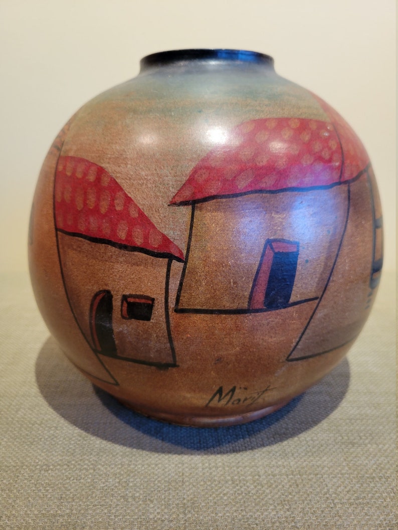 C Morit Artiste péruvien Peint à la main TerraCota Vase image 2