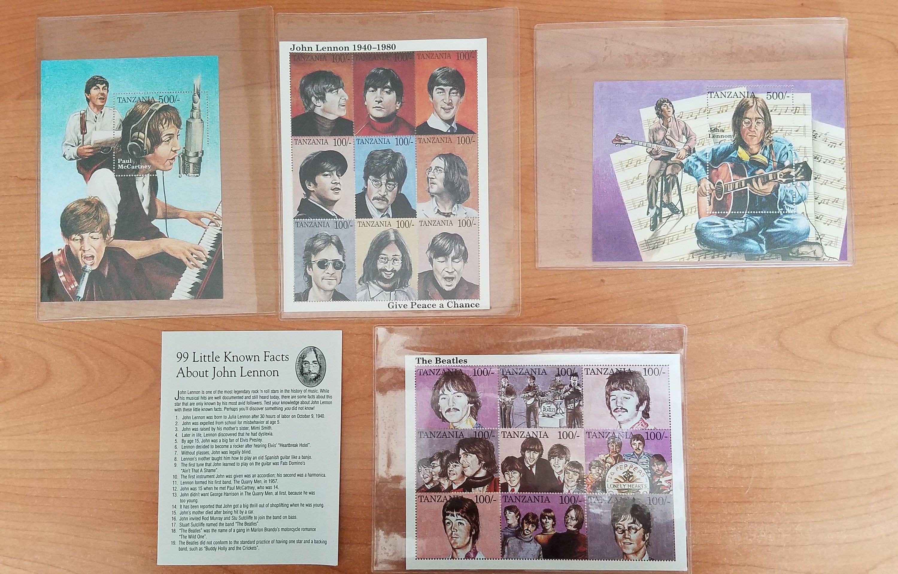 1995 Complete Set of Beatles Souvenir Tanzania Stamps - Etsy