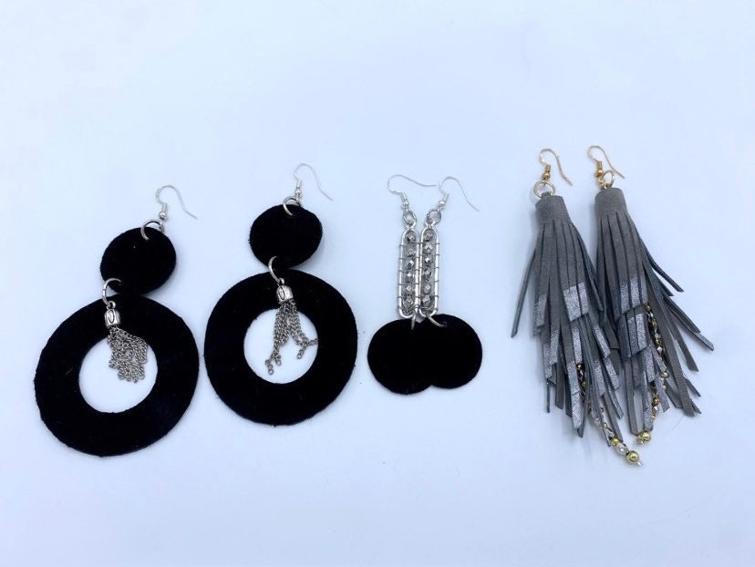 LV Black / Silver Earrings - Shop Cece Xclusives