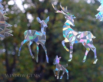 Forest Creatures Window Gems: Rainbow Bird Safety Decals - Set of 11 Clings