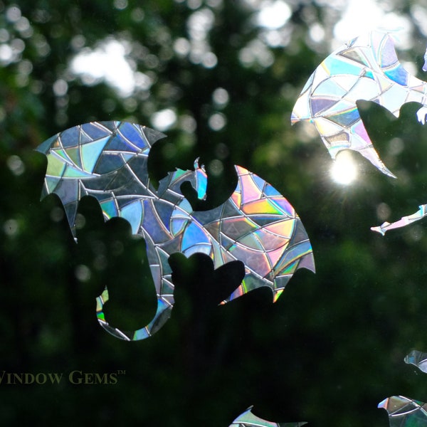 Dragon Window Clings: Prismatic Bird Safety Decals - Set of 6