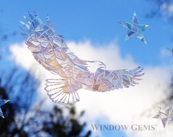 Eagle Window Clings: Prismatic Vinyl Decals to Save Birds - Set of 12