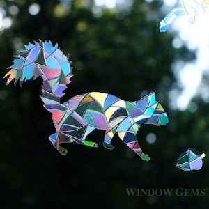 Squirrel Window Gems - Static Window Clings - Alert Birds to Windows - Prevent Window Collisions - Set of 7 Decals