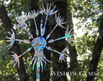 Dandelion Window Gems: Prismatic Vinyl Clings, Bird Safety Decals  (Make One BIG Dandelion)