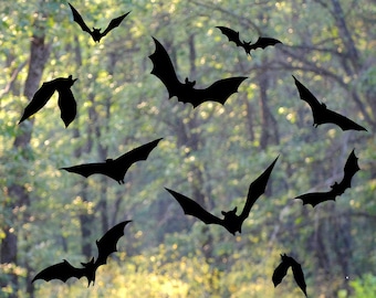 Bat Window Clings - Matte Black Decals - Prevent Bird/Window Collisions - Set of 10 Bats