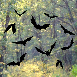 Bat Window Clings - Matte Black Decals - Prevent Bird/Window Collisions - Set of 10 Bats