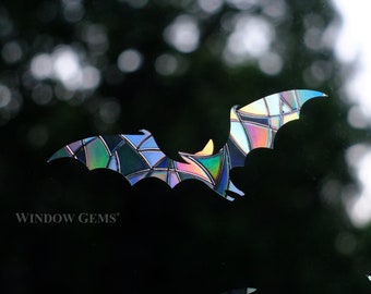 Bat Window Clings: Prismatic Bird Safety Decals - Set of 10