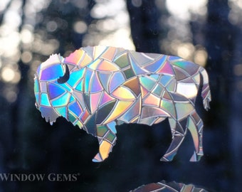 Bison Window Gems: Prismatic Static Clings, Bird Safety Decals (Set of 7)