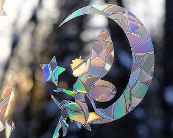Mini Fairy Window Clings: Rainbow Suncatchers, Bird Safety Decals (7-Pack)