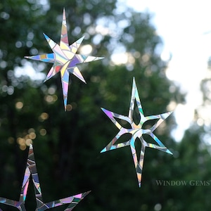Holiday Star Window Clings: Prismatic Bird Safety Decals - Set of 8