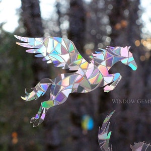 Pegasus Window Gems - Prismatic Window Clings - Prevent Bird/Window Collisions - Set of 5 Pegasus