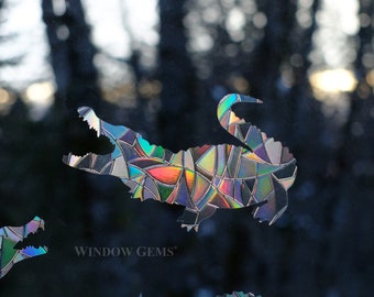 Alligator Window Clings - Prismatic Decals, Prevent Bird Collisions (Set of 7)