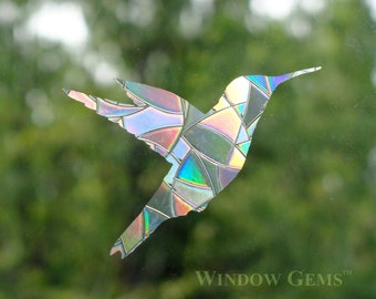 Hummingbird Window Gems - Rainbow Clings to Prevent Bird/Window Collisions - Set of 7 Decals