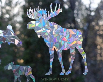 Moose Window Clings: Prismatic Decals to Prevent Bird Collisions - Set of 3