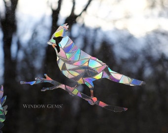 Cardinal Window Clings: Rainbow Prism Decals, Prevent Bird Collisions (Set of 7)