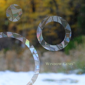 Circles and Rings Window Gems Rainbow Static Window Clings Alert Birds to Windows Prevent Window Collisions Set of 22 Decals image 7