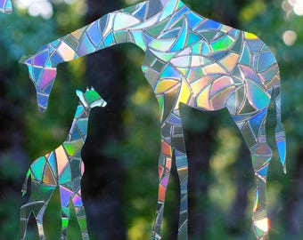 Giraffe Prismatic Window Clings - Bird Collision Prevention, Rainbow Maker - Set of 5