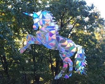 Unicorn Window Suncatcher Set: Rainbow Prismatic Bird Safety Decals