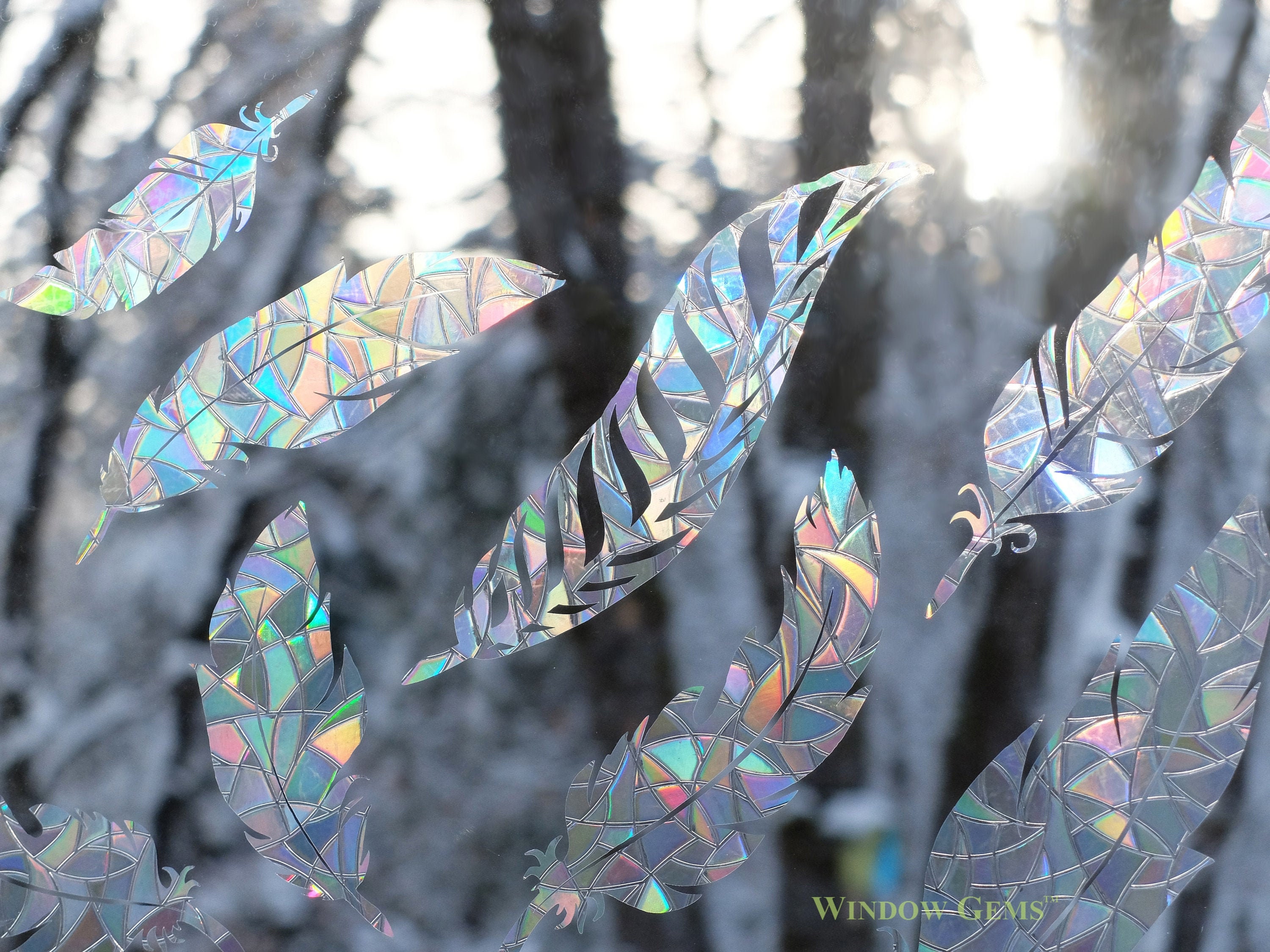 Rainbow Prism Feathers Decals Static Window Clings Alert - Etsy